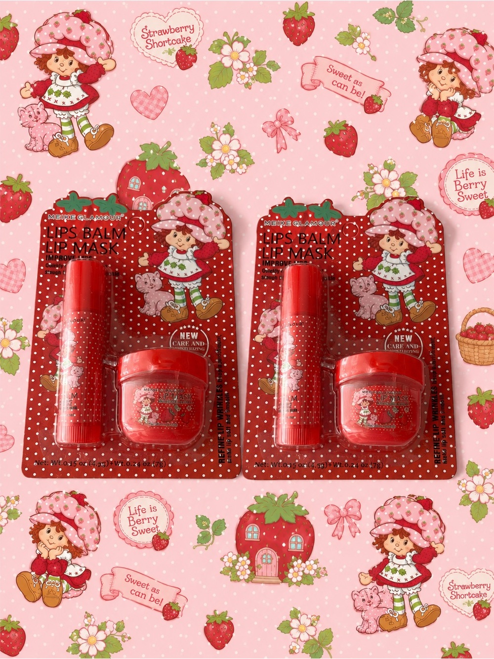 🍓 Strawberry Shortcake Lip Balm & Lip Mask Set Bundle 2 Pack New Sealed